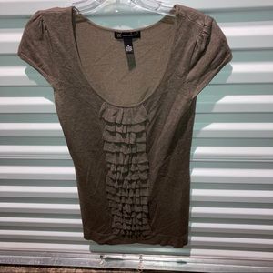 International Concepts INC Sweater Women’s Size M Brown Ruffle Crew neck Sweater